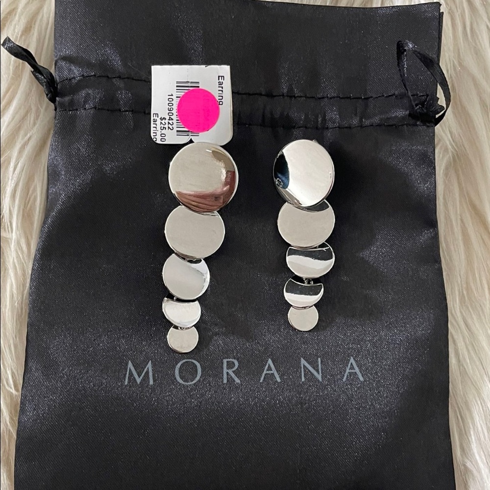 White gold plated earrings.